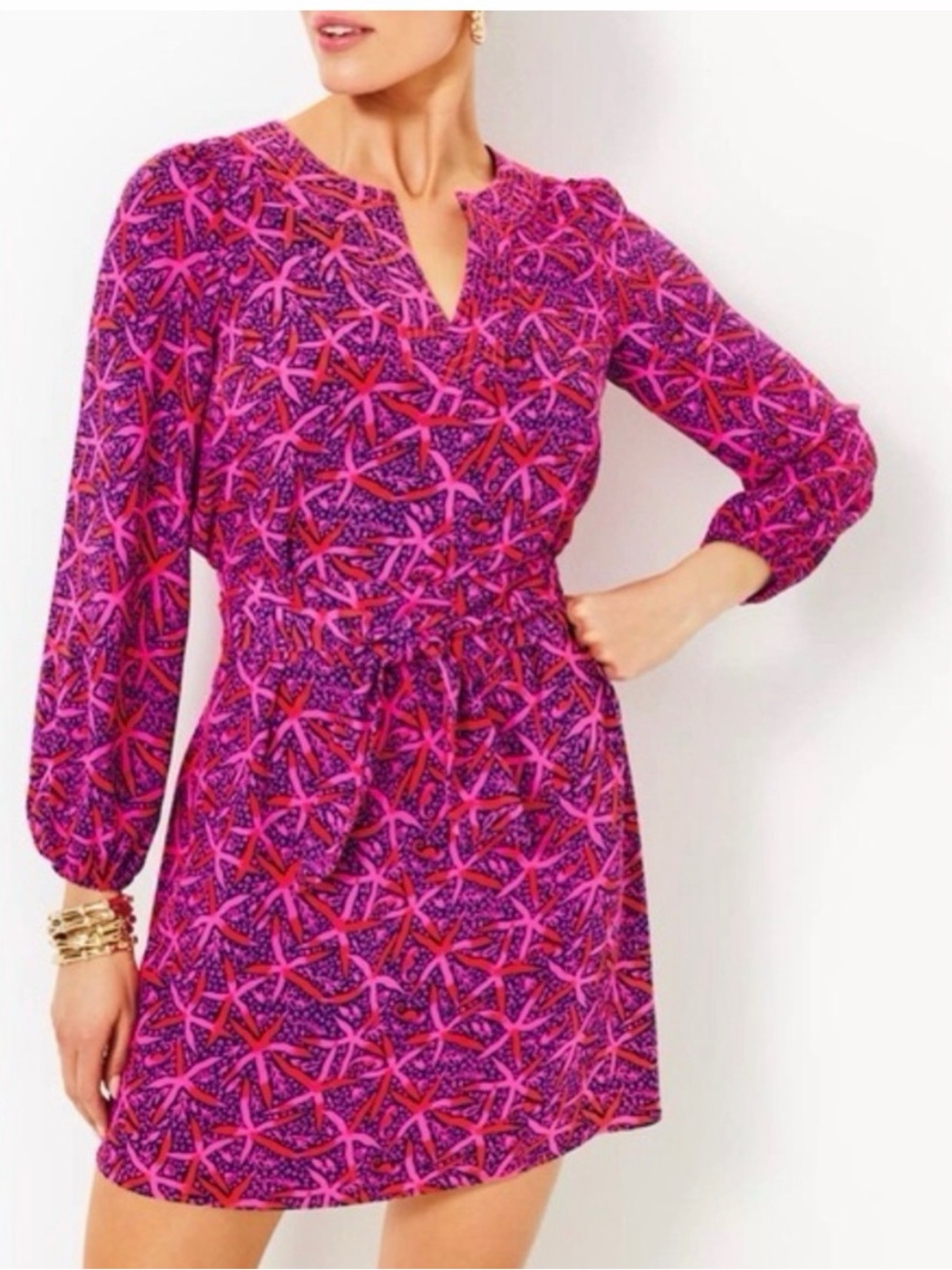 Lilly Pulitzer Olivine A-Line Dress in Passion Fruit Pink Star Searching NWT s10